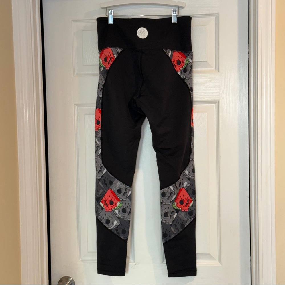 Feed Me Fight Me Black and Red Skull watermelon Leggings